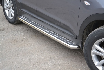 Защита порогов с алюминиевой площадкой O51 мм (НПС - нерж.) Hyundai CRETA с 2016 от интернет-магазина AUTOBOKS.kz. 