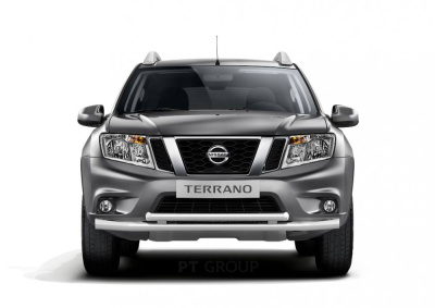 Защита переднего бампера двойная O63/51 мм (НПС - нерж.) на Nissan Terrano с 2014