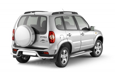 Защита порогов с алюминиевой площадкой O51 мм (НПС) Chevrolet NIVA с 2009 от интернет-магазина AUTOBOKS.kz. 