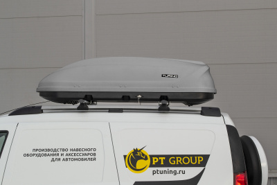 Автобокс на крышу PT GROUP Аэродинамический "Turino 1" Серый ДВУСТОРОННЕЕ открывание 410л от интернет-магазина AUTOBOKS.kz. 